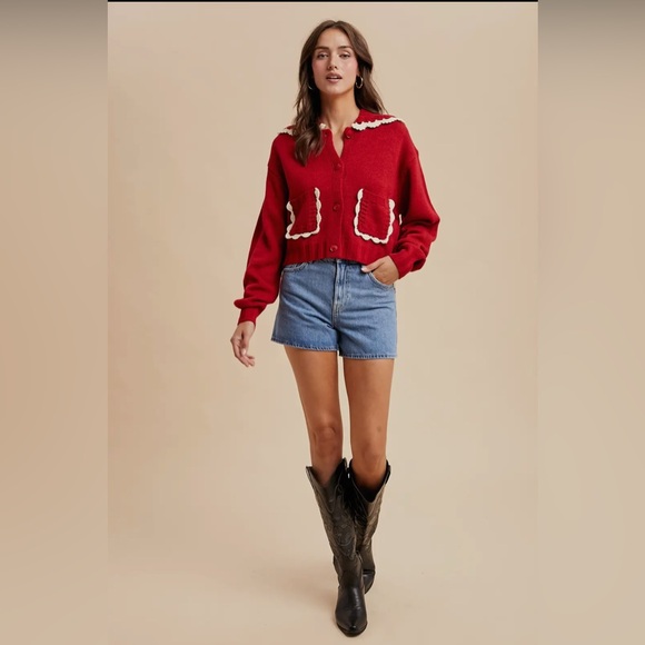 Doll Collar Button Up Cardigan - Picture 1 of 9